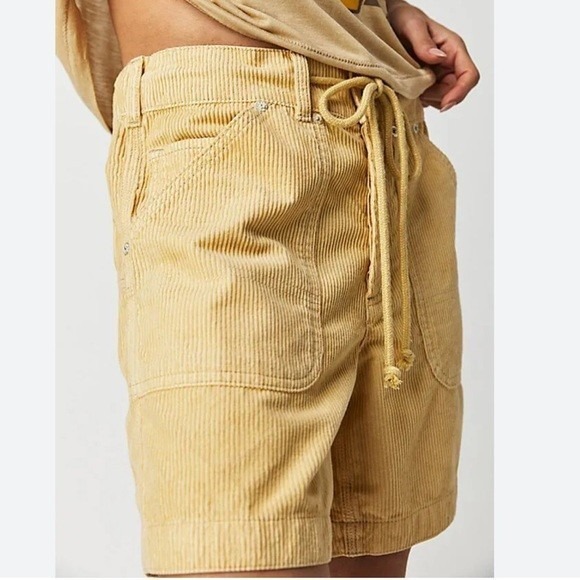 Free People Pants - Free People We the Free Second Chances Corduroy Drawstring Yellow Shorts Sz XL